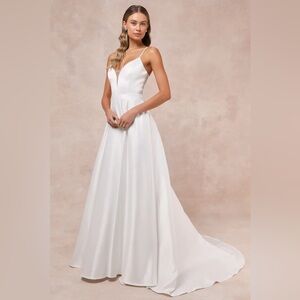 Exceptional Passion White Satin Cutout Maxi
Dress With Pockets